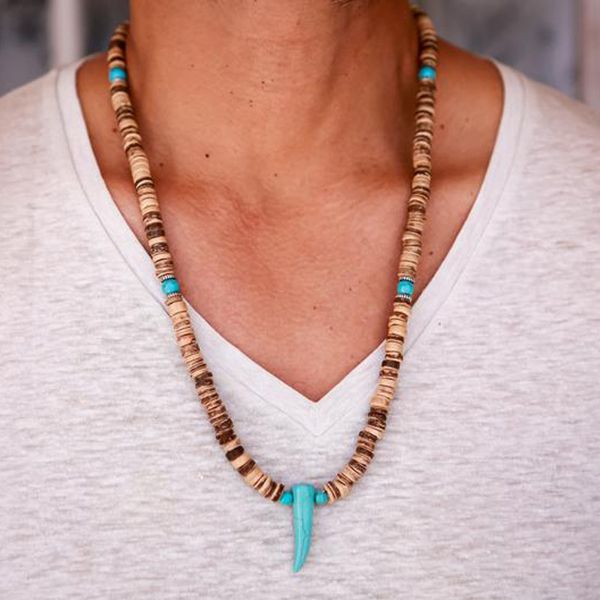 men's retro ox horn pendant necklace natural coconut shell beaded short necklace men's turquoises feather men necklaces, Silver
men's retro ox horn pendant necklace natural coconut shell beaded short necklace men's turquoises feather men necklaces, Silver