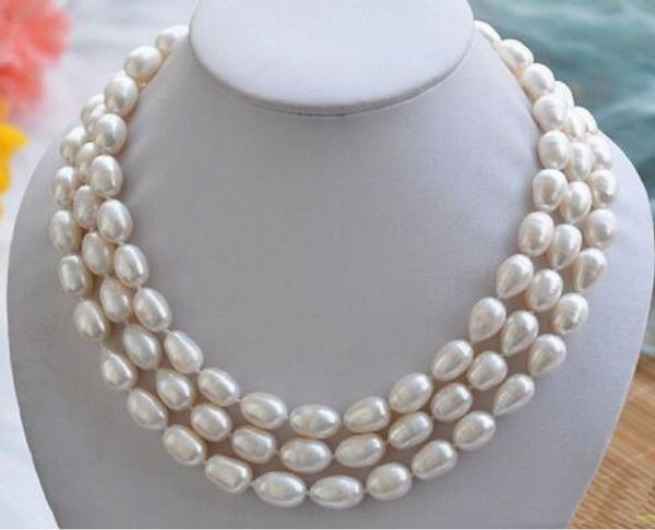 3 huge natural row of 8-9mm south sea baroque south sea white pearl necklace, Silver 
3 huge natural row of 8-9mm south sea baroque south sea white pearl necklace, Silver