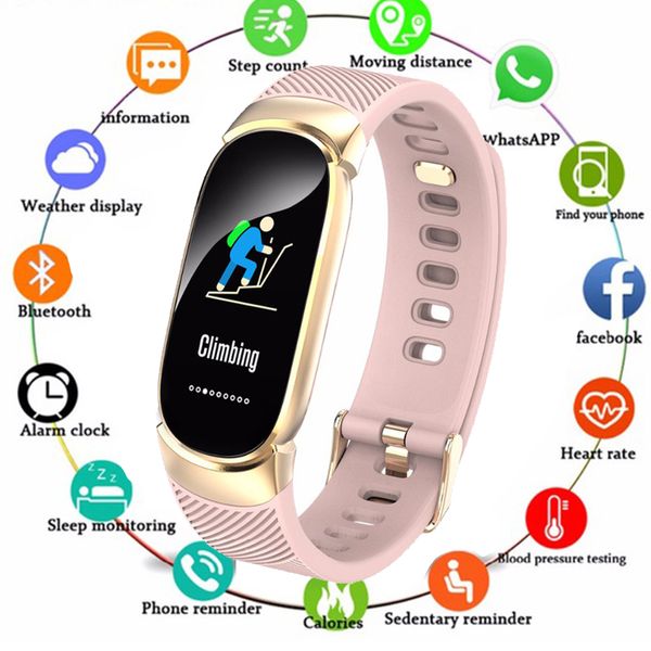 

women smart watch sport pedometer smartwatch heart rate blood pressure oxygen monitor fitness tracker call alarm reminder pk s3, Slivery;brown