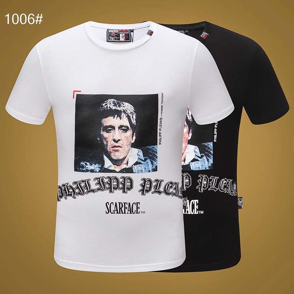 europe and the united states station tide brand spring and summer thin elephant drilling men's short-sleeved t-shirt mercerized cotton, White;black