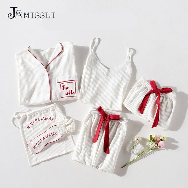 jrmissli autumn 7 pieces set white 100% cotton women pajamas suits long sleeve elastic waist pants lounge pijamas, Black;red
jrmissli autumn 7 pieces set white 100% cotton women pajamas suits long sleeve elastic waist pants lounge pijamas, Black;red