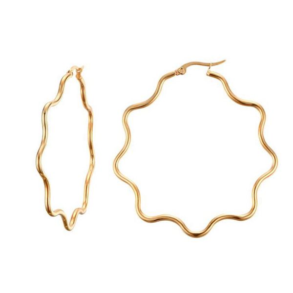 54mm simple stainless steel wavy hoop earrings for women gold plating wavy circular big hoop earrings fashion jewelry gifts, Golden
54mm simple stainless steel wavy hoop earrings for women gold plating wavy circular big hoop earrings fashion jewelry gifts, Golden