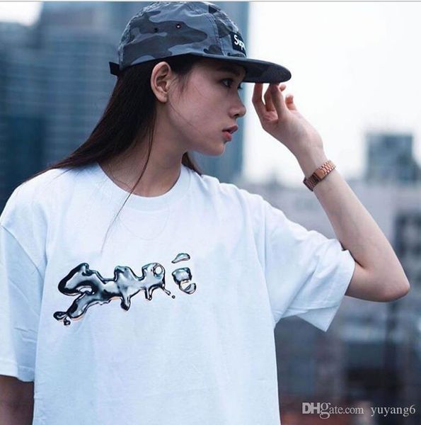 new designer mercury shirt female liquid silver metal half sleeve loose cotton printing couple short sleeve, White;black
new designer mercury shirt female liquid silver metal half sleeve loose cotton printing couple short sleeve, White;black
