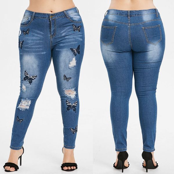 fashion women skinny jeans soft and comfortable denim mid waist stretch butterfly embroidered pants l50/0130, Blue
fashion women skinny jeans soft and comfortable denim mid waist stretch butterfly embroidered pants l50/0130, Blue
