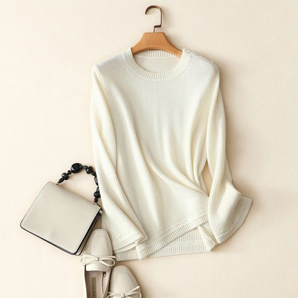 women's sweaters autumn style shoulder pearl decorate crew neck white pullovers knitted fashion casual soft cashmere merino wool, White;black
women's sweaters autumn style shoulder pearl decorate crew neck white pullovers knitted fashion casual soft cashmere merino wool, White;black
