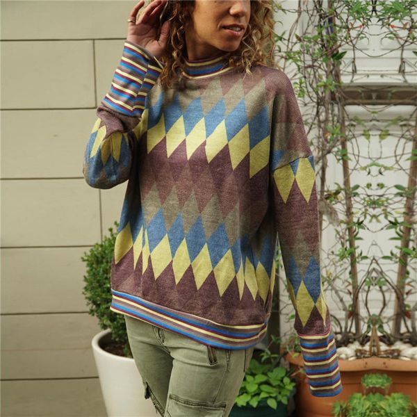 knitted sweater women spring casual loose long sleeve pullover vintage print jumper pull femme, White;black
knitted sweater women spring casual loose long sleeve pullover vintage print jumper pull femme, White;black