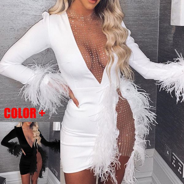 2020 women new round neck slim fit mesh gauze party nightclub feather dress, White;black
2020 women new round neck slim fit mesh gauze party nightclub feather dress, White;black
