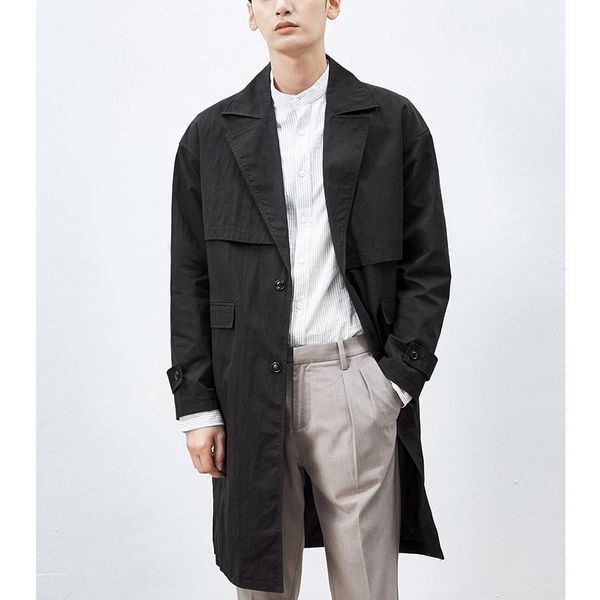 new 2019 spring autumn cotton tench coat men notched collar single breasted long coats, Tan;black
new 2019 spring autumn cotton tench coat men notched collar single breasted long coats, Tan;black