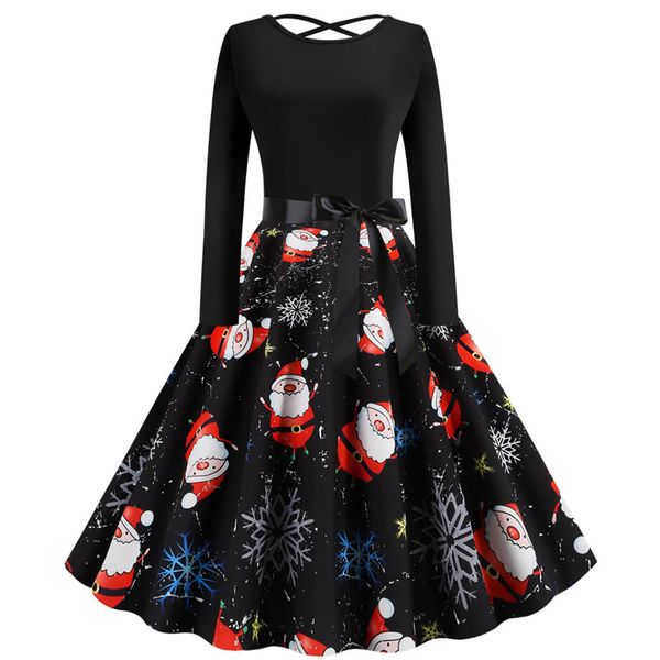 women long sleeve 3d printed cute snowflake santa claus retro dress round collar splicing dress christmas party costume, Silver
women long sleeve 3d printed cute snowflake santa claus retro dress round collar splicing dress christmas party costume, Silver