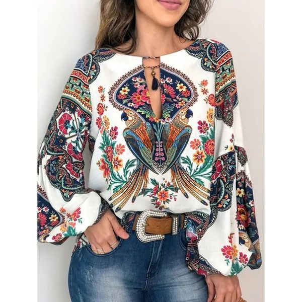 2019 vintage floral print lantern sleeve blouse spring and autumn long sleeve round neck loose blouse, White
2019 vintage floral print lantern sleeve blouse spring and autumn long sleeve round neck loose blouse, White