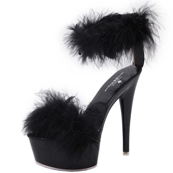 15cm heel height round toe stiletto heel platform sandals party shoes heels no.1501, Black
15cm heel height round toe stiletto heel platform sandals party shoes heels no.1501, Black