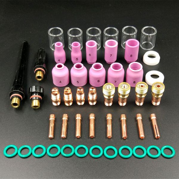 tig stubby gas lens #10 pyrex cup & tig gas lens alumina nozzle kit fit db sr wp 17 18 26 tig welding torch 49pcs
tig stubby gas lens #10 pyrex cup & tig gas lens alumina nozzle kit fit db sr wp 17 18 26 tig welding torch 49pcs
