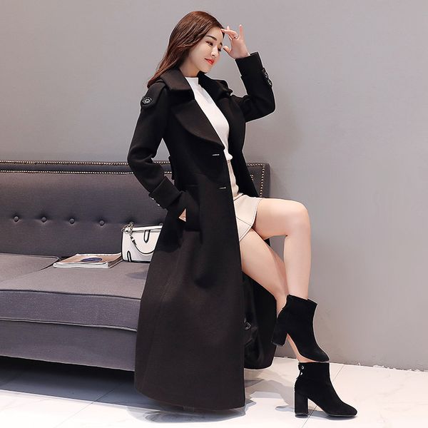 solid fashion womens long coats 2018 winter office lady slim wool blend coat and jacket single breasted ladies coats, Black
solid fashion womens long coats 2018 winter office lady slim wool blend coat and jacket single breasted ladies coats, Black