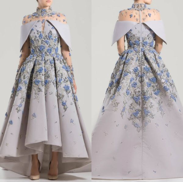 saiid kobeisy high collar evening dresses satin 3d floral appliques a line formal prom dress beaded high low long sleeve formal party gowns, Black;red
saiid kobeisy high collar evening dresses satin 3d floral appliques a line formal prom dress beaded high low long sleeve formal party gowns, Black;red