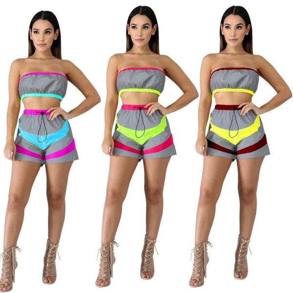 vertvie women strapless jumpsuit contrast color reflective wrapped sports set two pieces shorts casual loose streetwear new, White;black
vertvie women strapless jumpsuit contrast color reflective wrapped sports set two pieces shorts casual loose streetwear new, White;black