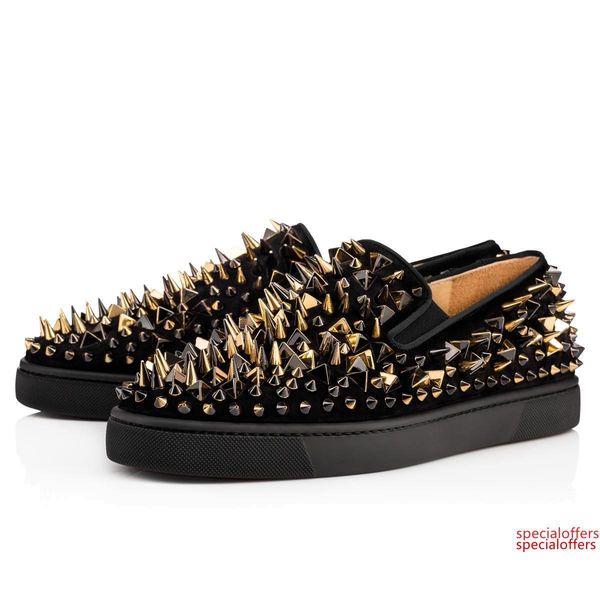 2019 new designer brand studded spikes flats shoes red bottoms shoes luxury mens womens party lovers genuine leather sneakers size 36-46 04, Black
2019 new designer brand studded spikes flats shoes red bottoms shoes luxury mens womens party lovers genuine leather sneakers size 36-46 04, Black