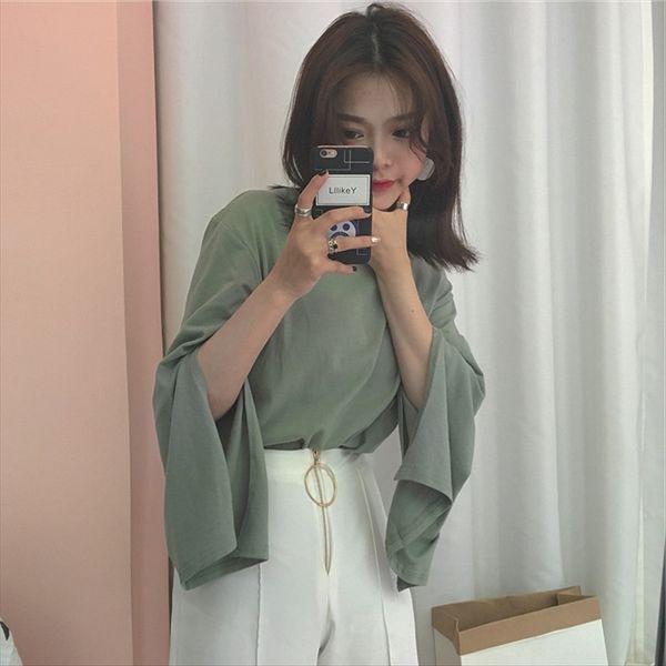 early autumn foreign temperament t- solid color outer wear loose split sleeves long sleeve t-shirt women's fashion ins base shirt top, White
early autumn foreign temperament t- solid color outer wear loose split sleeves long sleeve t-shirt women's fashion ins base shirt top, White