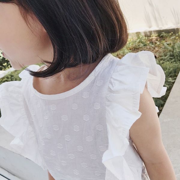 summer 2020 children and girls baby white flocking polka dot sleeve shirt less solid color flying sleeve shirt, White;black
summer 2020 children and girls baby white flocking polka dot sleeve shirt less solid color flying sleeve shirt, White;black