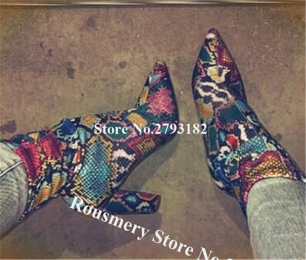 new design women snake leather pointed toe chunky heel short boots back zipper-up printed red thick high heel ankle booties, Black
new design women snake leather pointed toe chunky heel short boots back zipper-up printed red thick high heel ankle booties, Black