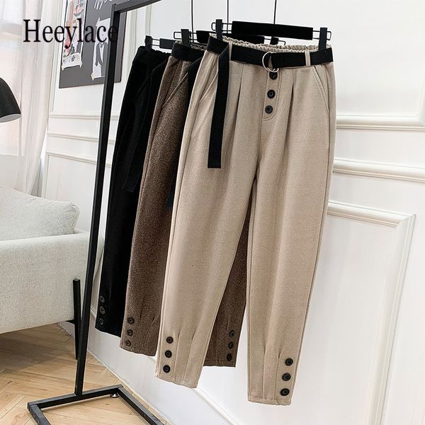 women's pants & capris plus size women thick winter high waist harem with button vintage ladies tweed korean style solid warm chic trou, Black;white
women's pants & capris plus size women thick winter high waist harem with button vintage ladies tweed korean style solid warm chic trou, Black;white