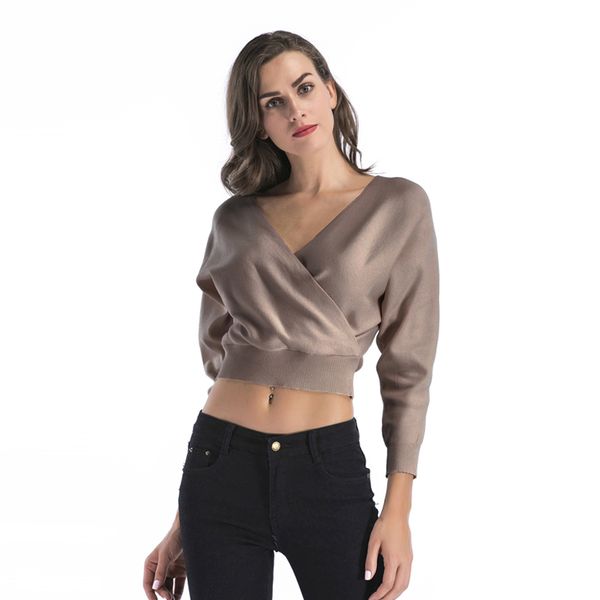 new deep v neck short sweater women's pullover casual slim bottoming female elastic cotton long sleeve femme, White;black
new deep v neck short sweater women's pullover casual slim bottoming female elastic cotton long sleeve femme, White;black