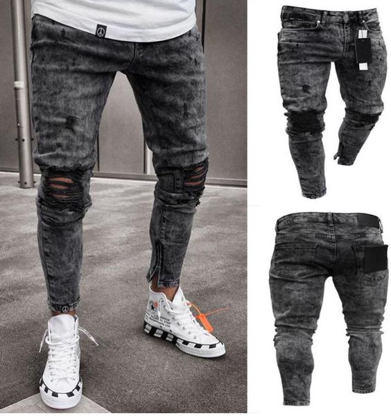 mens designer jeans snow grey draped washed long pencil pants fashion elastic knee holes zipper jeans, Blue
mens designer jeans snow grey draped washed long pencil pants fashion elastic knee holes zipper jeans, Blue