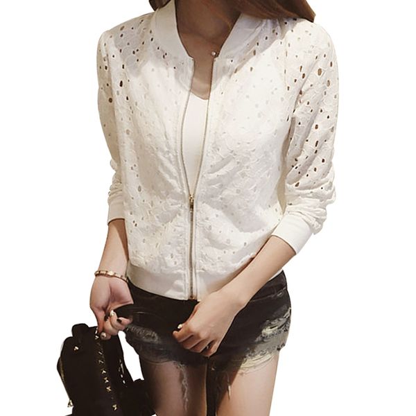 thin women's summer coat jacket lace long sleeve sunscreen women clothing hollow out breathable bomber jacket black white, Black;brown
thin women's summer coat jacket lace long sleeve sunscreen women clothing hollow out breathable bomber jacket black white, Black;brown