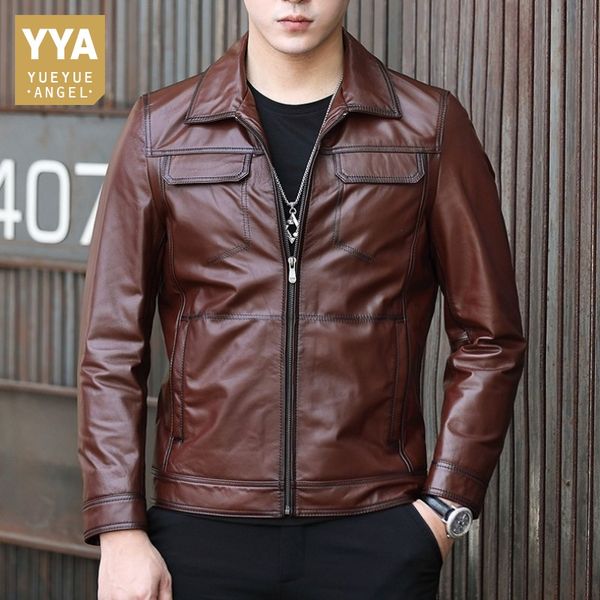genuine motorcycle leather jacket men luxury slim turn-down collar black cowhide coat classic real leather outerwear plus size
genuine motorcycle leather jacket men luxury slim turn-down collar black cowhide coat classic real leather outerwear plus size
