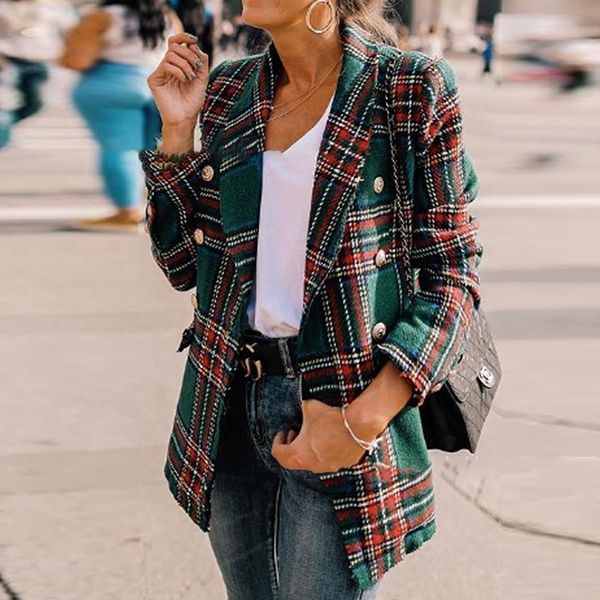 2020 women plaid wool suit jacket coat turn down collar button casual autumn winter plaid wool jacket cardigan, Black;brown
2020 women plaid wool suit jacket coat turn down collar button casual autumn winter plaid wool jacket cardigan, Black;brown