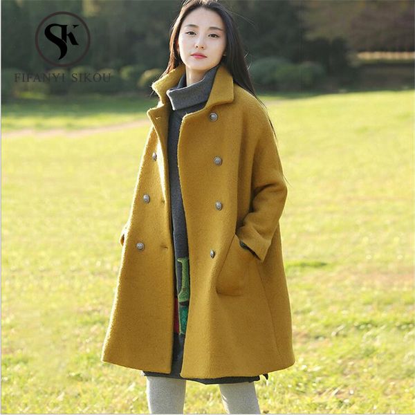 winter coat women thick warm wool coat fashion double breasted turn-down collar loose wool blend overcoat female, Black
winter coat women thick warm wool coat fashion double breasted turn-down collar loose wool blend overcoat female, Black
