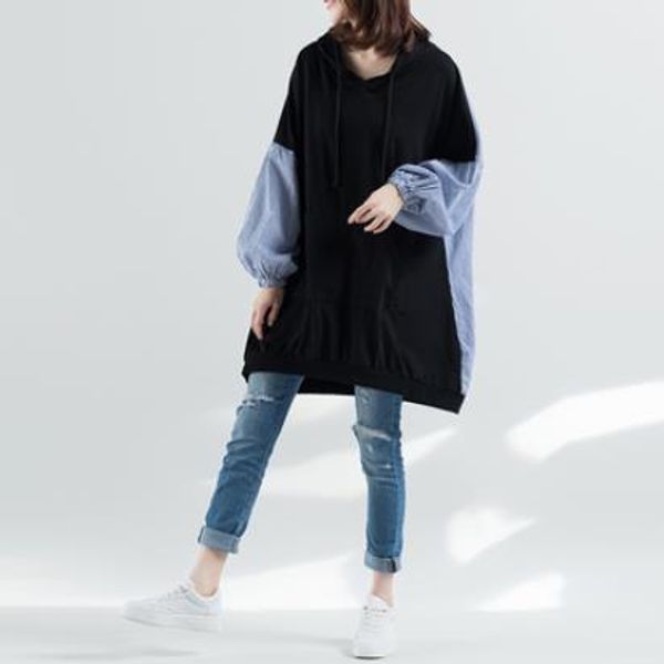 women's hoodies & sweatshirts autumn 2021 plus stripe splicing hooded collar harajuku korean women clothes pullover long sweatershirts, Black
women's hoodies & sweatshirts autumn 2021 plus stripe splicing hooded collar harajuku korean women clothes pullover long sweatershirts, Black