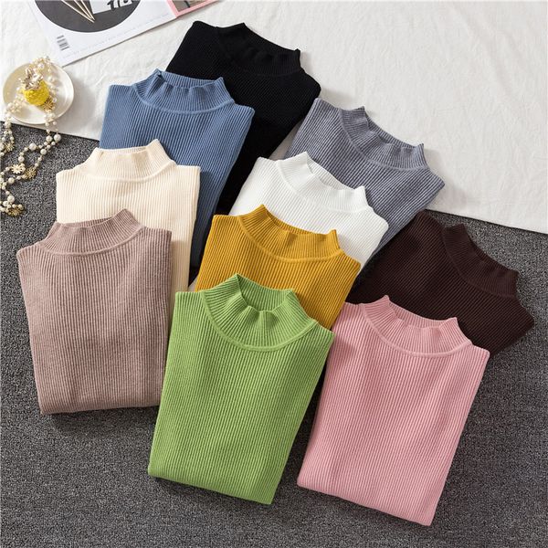 2019 autumn winter women knit sweater high elastic solid half turtleneck sweaters female slim casual warm knitted pullovers, White;black
2019 autumn winter women knit sweater high elastic solid half turtleneck sweaters female slim casual warm knitted pullovers, White;black