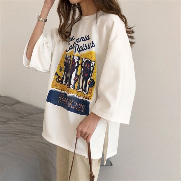 large size women's clothing 2020 round collar short sleeve t-shirt loose printing women's clothes fashion, White
large size women's clothing 2020 round collar short sleeve t-shirt loose printing women's clothes fashion, White