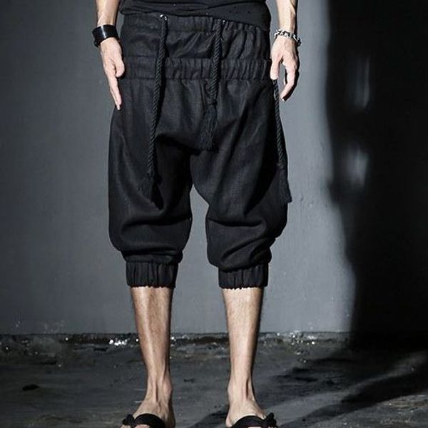 27-44 new 2018 men's clothing hair stylist fashion false double layer casual capri pants plus size stage singer costumes, Black
27-44 new 2018 men's clothing hair stylist fashion false double layer casual capri pants plus size stage singer costumes, Black