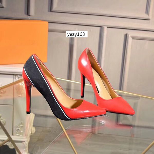 with box women shoes high heels pointed toe sole pumps wedding shoes us 6, Black