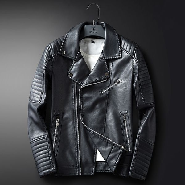 2018 new style men's youth fold-down collar leather jacket korean-style slim fit locomotive pu leather men's outerwear men's, Black
2018 new style men's youth fold-down collar leather jacket korean-style slim fit locomotive pu leather men's outerwear men's, Black