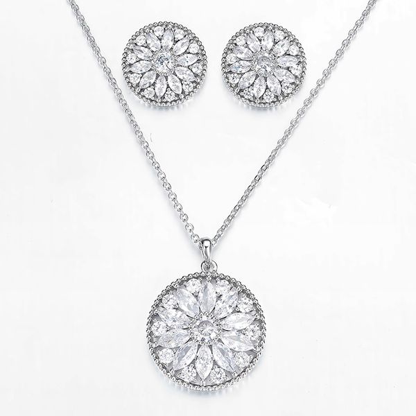 jewelry set hadiyana fashion flowers round cubic zircon earring necklace sets women simple cn934 accessoire femme, Silver
jewelry set hadiyana fashion flowers round cubic zircon earring necklace sets women simple cn934 accessoire femme, Silver