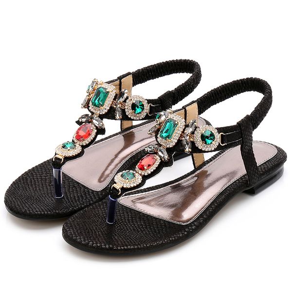 flat heel bohemia women sandals t-strap luxury beaded leather fashion sandals elastic band beach shoes large size 35-43, Black
flat heel bohemia women sandals t-strap luxury beaded leather fashion sandals elastic band beach shoes large size 35-43, Black