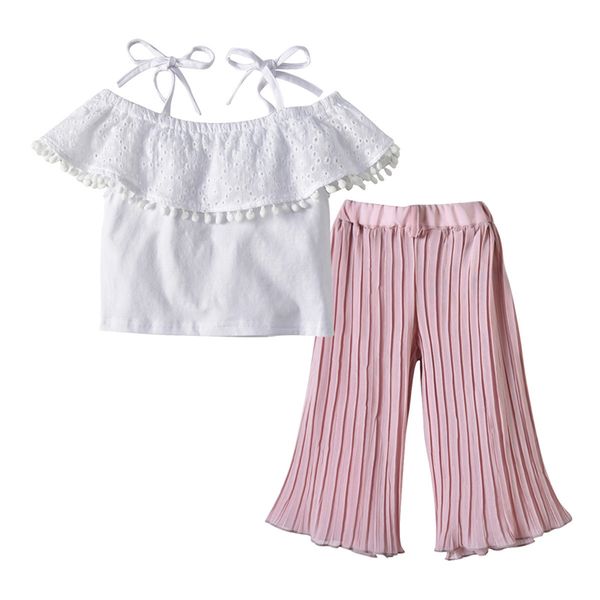 summer girls kids clothes set white printed fringed sling trend folded trousers 2pcs kids designer clothes girls dhl jy360
summer girls kids clothes set white printed fringed sling trend folded trousers 2pcs kids designer clothes girls dhl jy360