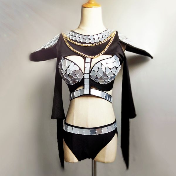 stage costumes for singers silver mirrored bikini set pold dance wear lady mirror performance clothing jazz dancer outfit dn5110, Black;red
stage costumes for singers silver mirrored bikini set pold dance wear lady mirror performance clothing jazz dancer outfit dn5110, Black;red