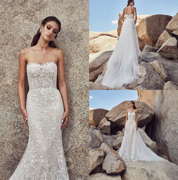 calla blanche 2019 mermaid wedding dresses with overskirts sweetheart lace bridal gowns backless bohemian wedding dress custom plus size, White
calla blanche 2019 mermaid wedding dresses with overskirts sweetheart lace bridal gowns backless bohemian wedding dress custom plus size, White
