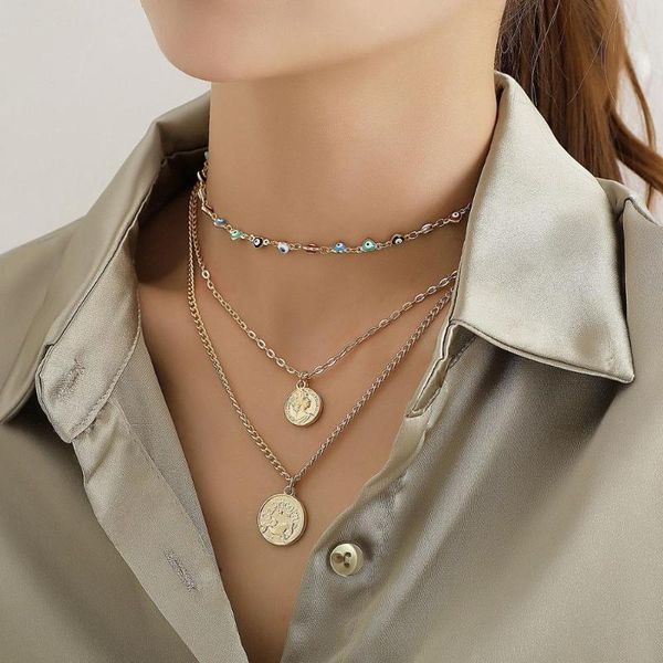 punk metal coin pendant necklace multilayered heart shape evil eye beaded chain choker statement necklace women boho jewelry, Golden;silver
punk metal coin pendant necklace multilayered heart shape evil eye beaded chain choker statement necklace women boho jewelry, Golden;silver
