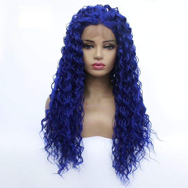 wholesale deep curly lace front wig blue hair heat resistant fibers synthetic lace front wig glueless half hand tied for all women, Black
wholesale deep curly lace front wig blue hair heat resistant fibers synthetic lace front wig glueless half hand tied for all women, Black