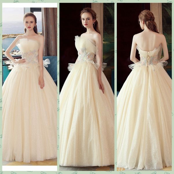 gorgeous strapless a-line champagne wedding dress 3d floral appliques lace ball gown wedding dress pearl beading floor length wedding, White
gorgeous strapless a-line champagne wedding dress 3d floral appliques lace ball gown wedding dress pearl beading floor length wedding, White