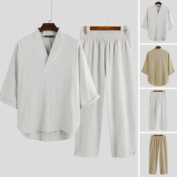 men chinese vintage solid color cotton sets streetwear half sleeve v neck casual pants summer breathable suits 2 pieces 5xl, Gray
men chinese vintage solid color cotton sets streetwear half sleeve v neck casual pants summer breathable suits 2 pieces 5xl, Gray