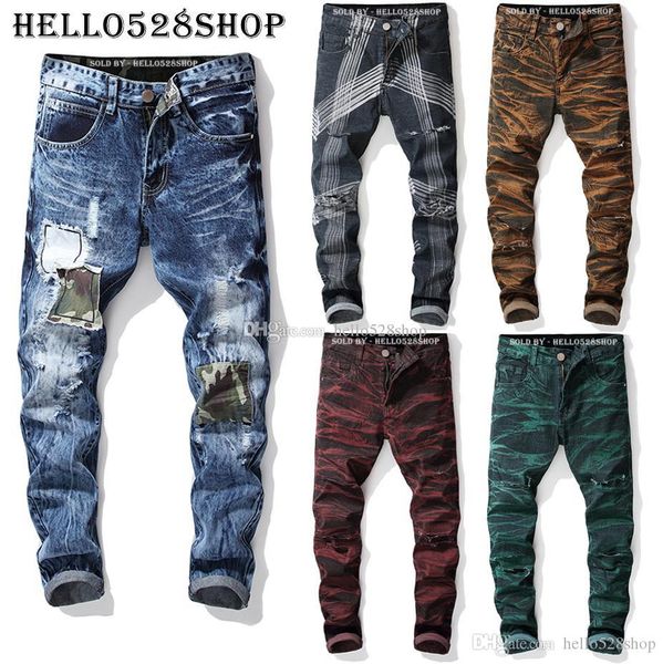 mens designer jeans regular fit pants long - plus size destroyed skinny straight ripped denim trousers man homme, Blue
mens designer jeans regular fit pants long - plus size destroyed skinny straight ripped denim trousers man homme, Blue