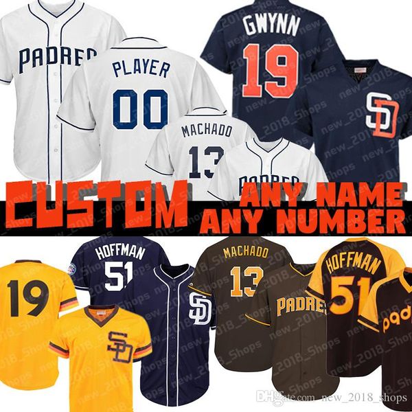 Custom 13 Manny Machado Padres jersey San Diego 19 Tony Gwynn 51 Trevor Hoffman 30 Eric Hosmer 23 Fernando Tatis Jr. 4 Wil Meyers 18 Hedges
Custom 13 Manny Machado Padres jersey San Diego 19 Tony Gwynn 51 Trevor Hoffman 30 Eric Hosmer 23 Fernando Tatis Jr. 4 Wil Meyers 18 Hedges