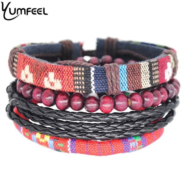 yumfeel brand new fashion bracelet jewelry multi color ribbon leather beads 4pcs/set bracelet sets women men, Black
yumfeel brand new fashion bracelet jewelry multi color ribbon leather beads 4pcs/set bracelet sets women men, Black