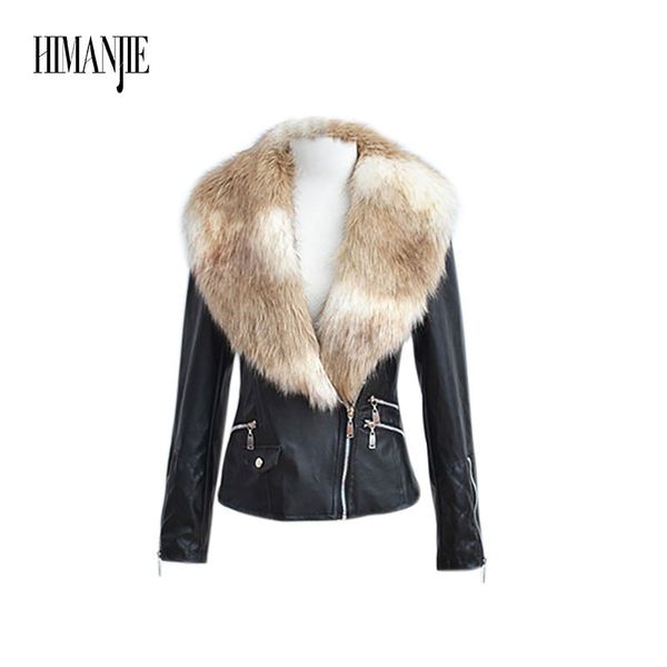 fashion stand-up collar type assembled fur imitation coat fur collar style pu leather coat for autumn and winter, Black
fashion stand-up collar type assembled fur imitation coat fur collar style pu leather coat for autumn and winter, Black