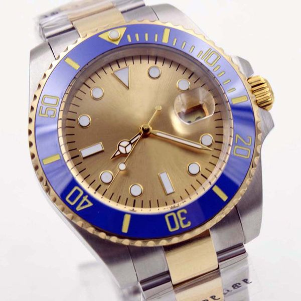 gold stainless steel case 40mm luminous sapphire automatic 2813 movement mens watches watch gold dial blue ceramic bezel man wristwatches, Slivery;brown
gold stainless steel case 40mm luminous sapphire automatic 2813 movement mens watches watch gold dial blue ceramic bezel man wristwatches, Slivery;brown